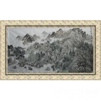 名家 王伟 山水 长河秋色 山水画 王伟作品 类别 国画山水作品